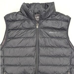 Eddie Bauer Mens Black Puffer Vest Full Zip Insulated Down Filled Size L‎